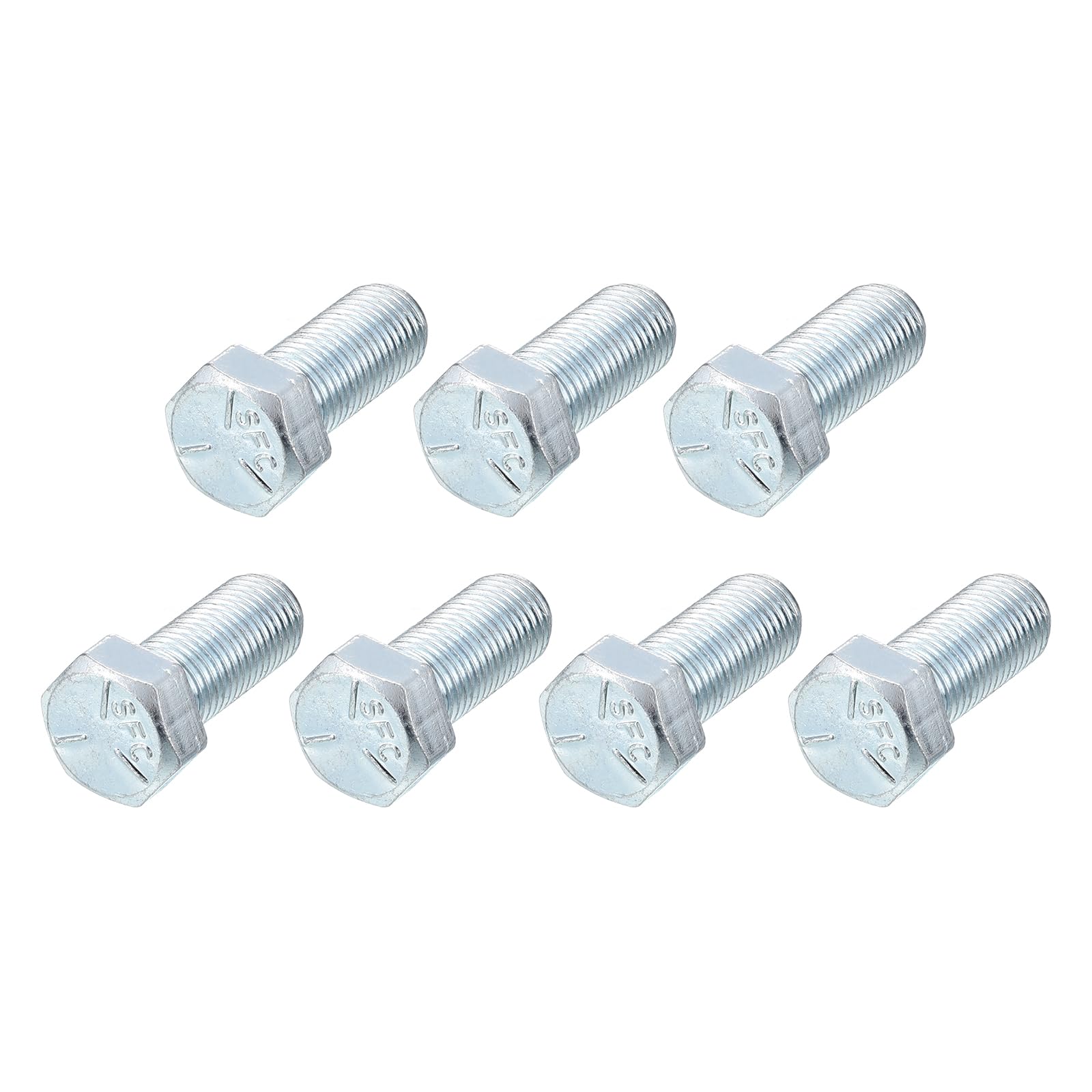 METALLIXITY Hex Bolts (7/16-20x1") 7Pcs, Carbon Steel Zinc Plated Fully Threaded, UNF Fine Thread Hex Head Screw Bolt