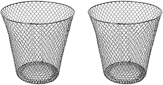 Wire Mesh Round Waste Basket, Fashion Design 9 inches Lightweight Trash Can, Open Top Wastebasket, Recycling Bins, Desk Office School Garbage Cans Home Essential and Custom Storage Carrier (Black)