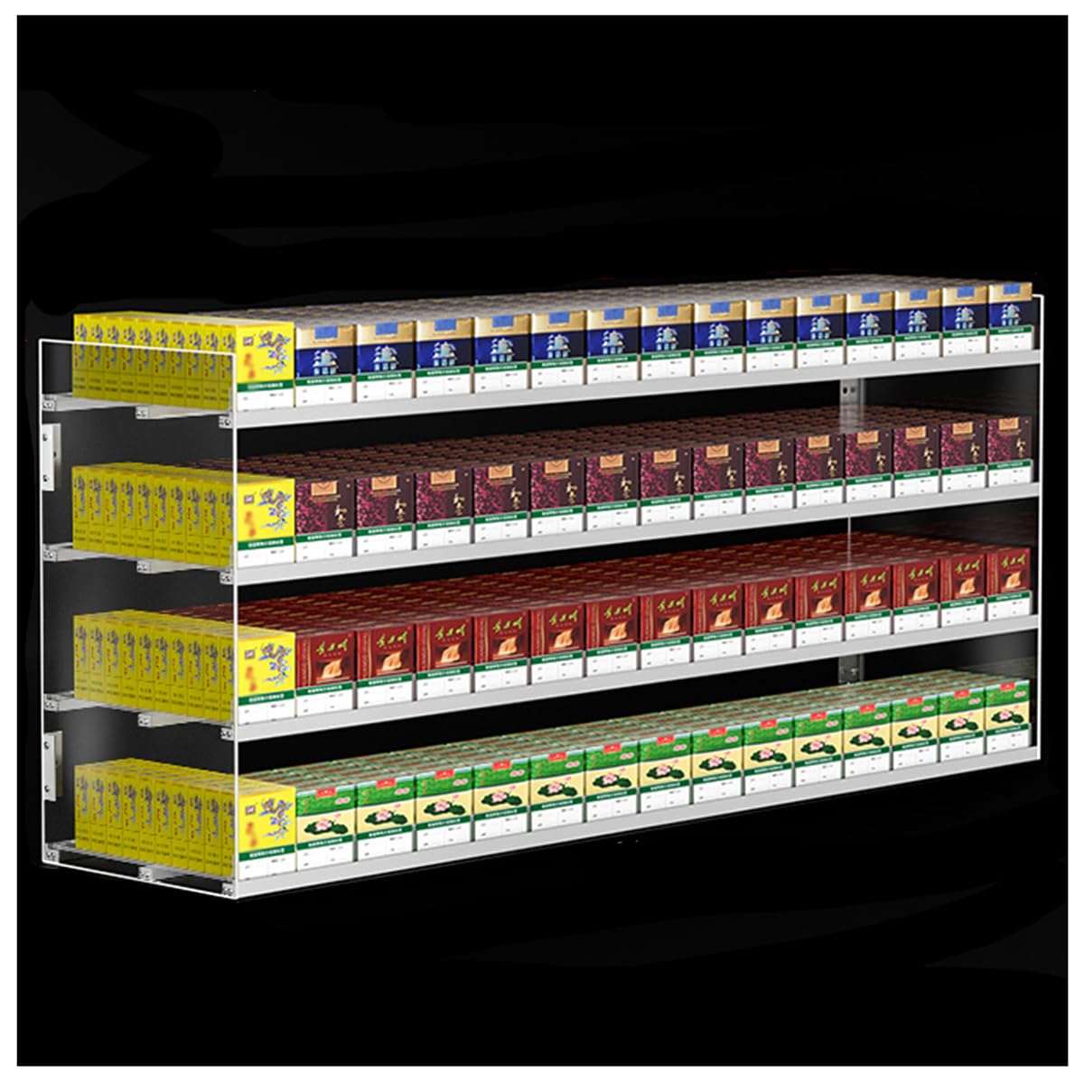 Présentoir automatique à cigarettes en acrylique à 4 niveaux et 15 colonnes pour tabac