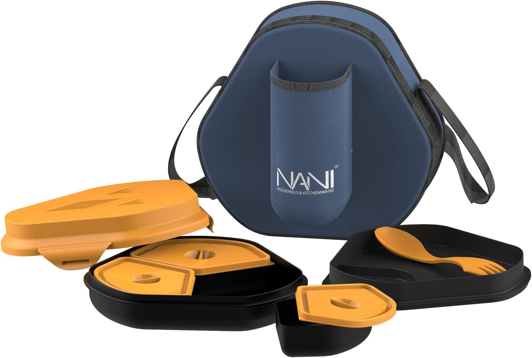 NANI's Hunger Box 1.0 Orange with Insulated Bag | Compact Lunch Box | Leak Proof | Unique Design