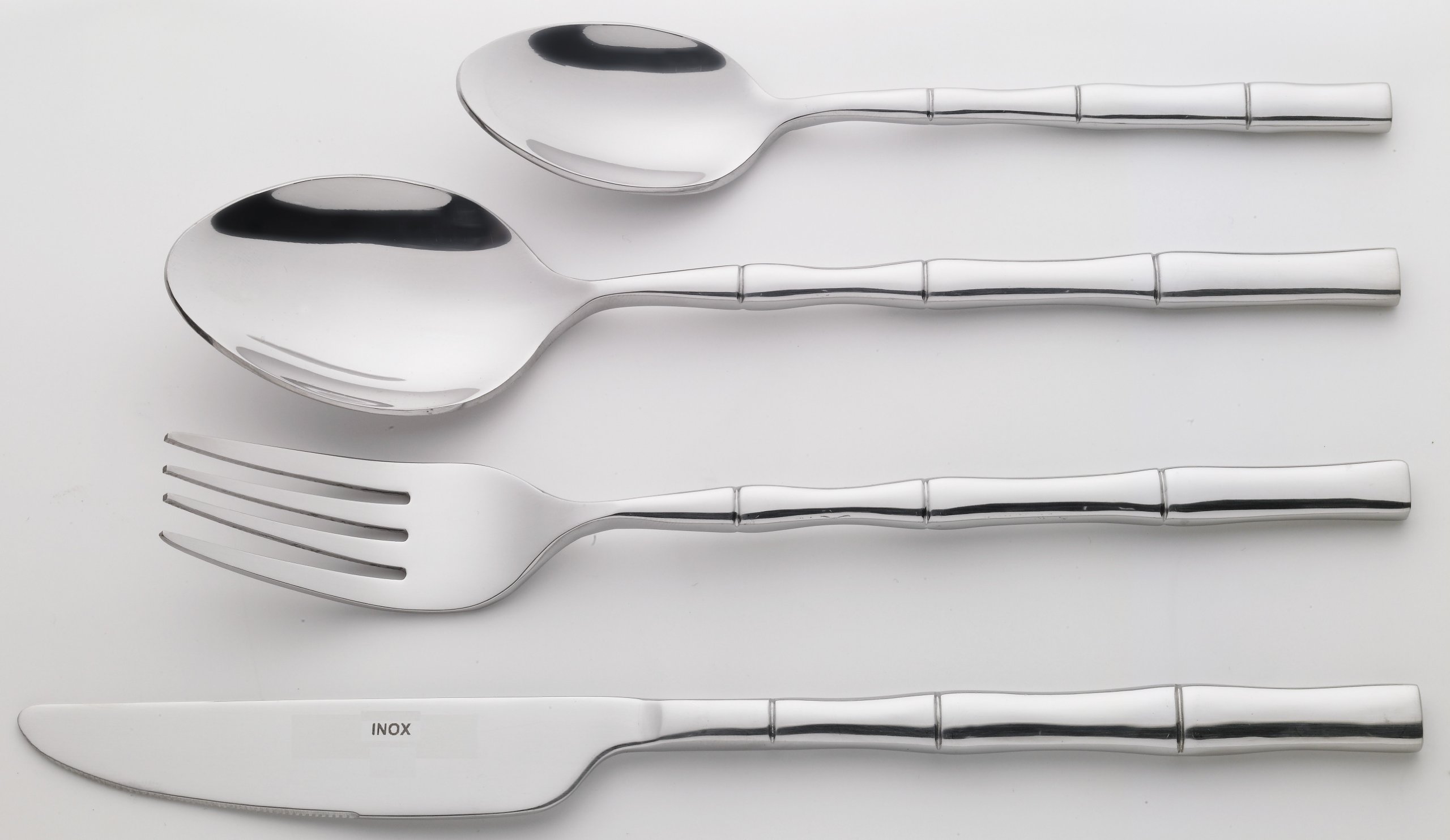 Ménagère en Inox 24 Pièces Jean Dubost Créations avec Poignées en Bambou