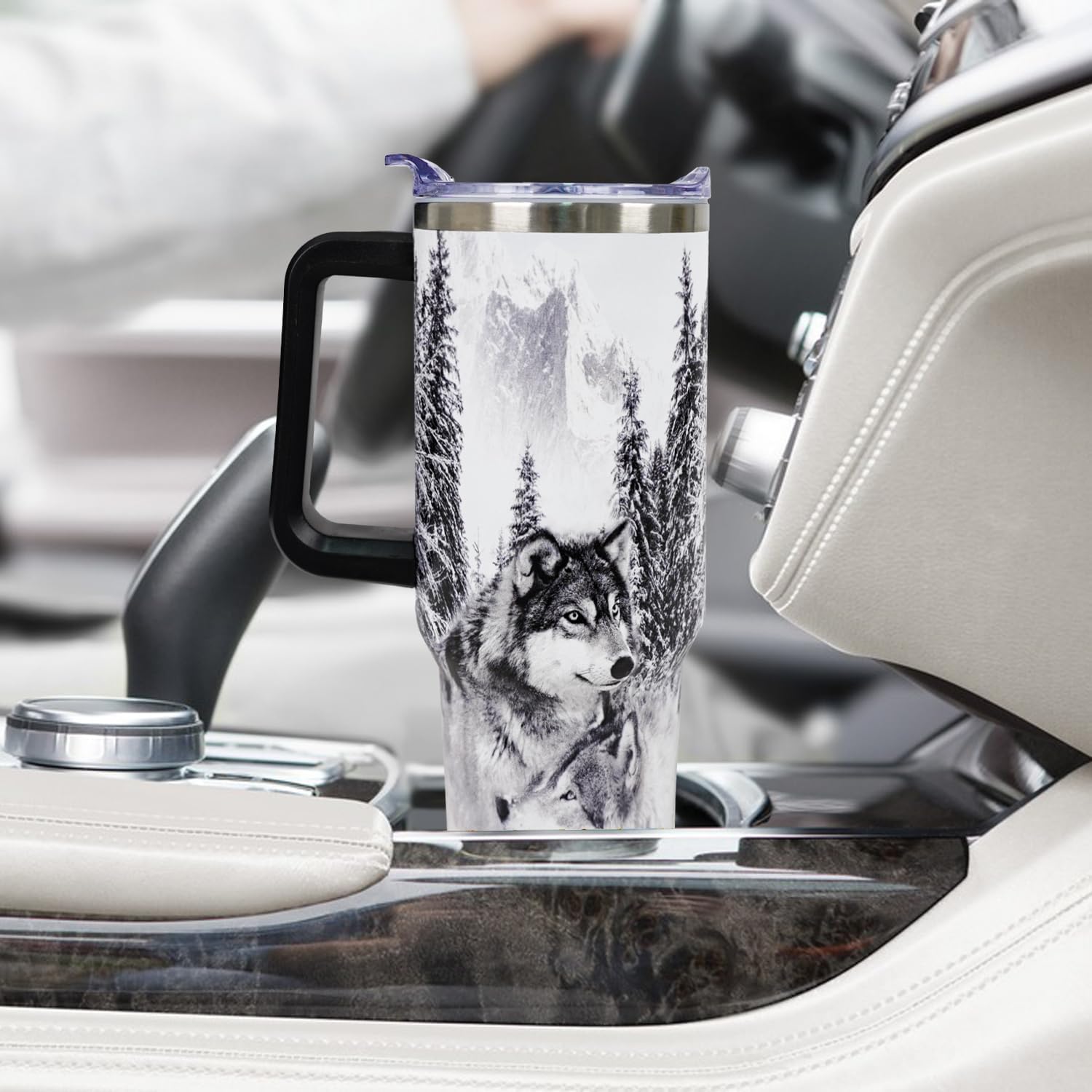 Wolf Lovers Gifts Wolf Tumbler Cup With Lid and Straw 40OZ Stainless Steel Insulated Travel Mug Water Bottle - Image 4