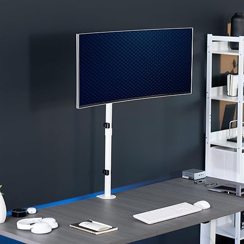 Miniatura 6 de VIVO Soporte de escritorio para monitor individual, extra alto totalmente ajustable para 1 pantalla LCD de hasta 32 pulgadas, pantallas ultra anchas