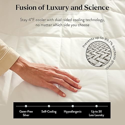 Miniatura 4 de Miracle Made Edredón refrescante suave  Tela de algodón acogedora con infusión de plata para todas las estaciones, ropa de cama ligera e