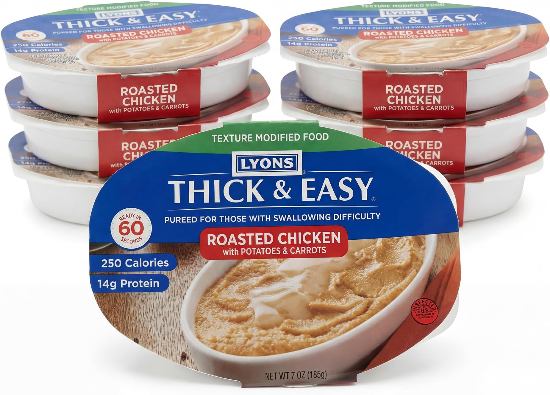Thick & Easy® Pureed Roast Chicken with Potatoes & Carrots, Texture Modified Meal for Swallowing Support, Ready-to-Serve Microwave Meal, 7 oz Trays - 7 Pack