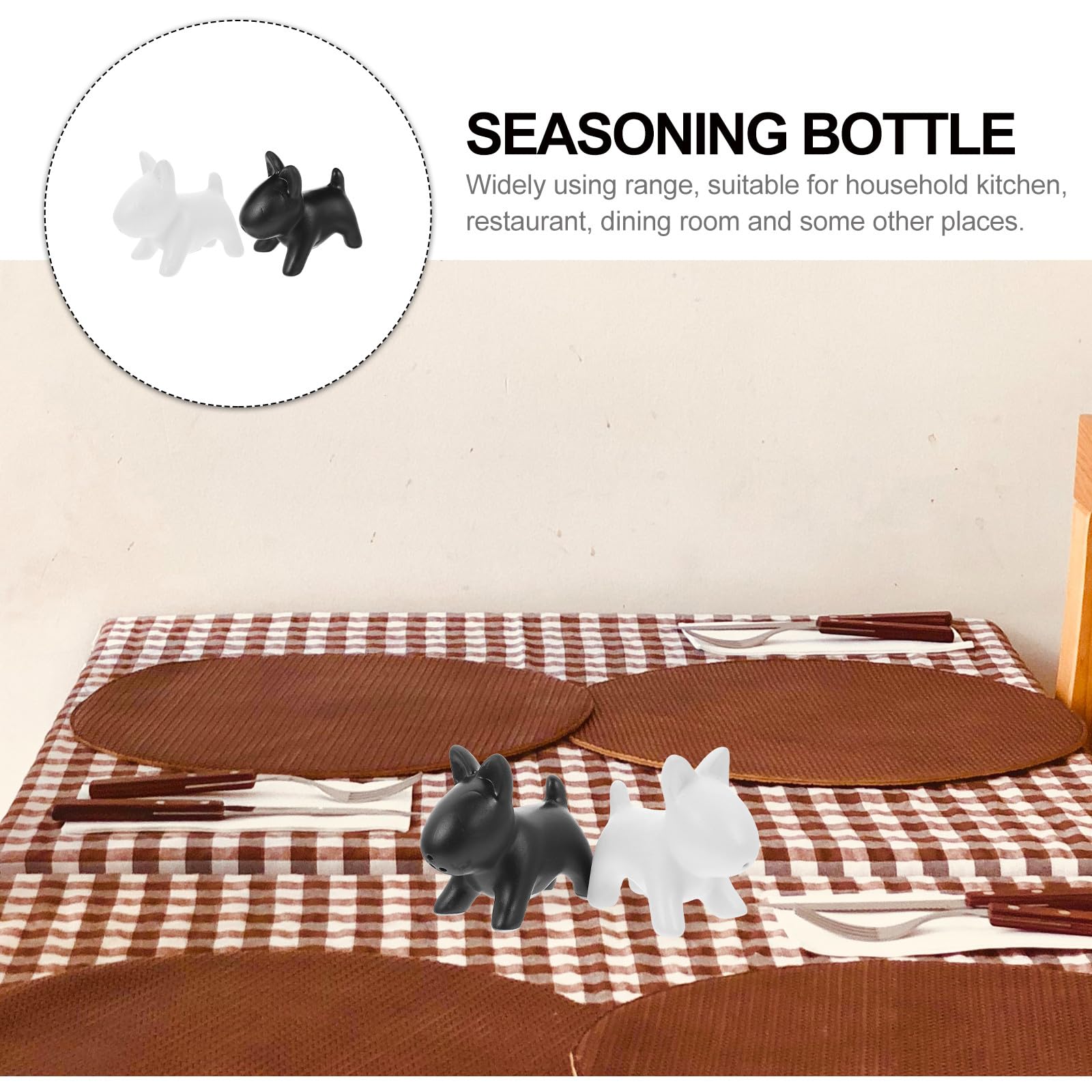 Lot de 2 Pots D'assaisonnement en Céramique Forme Chien Noir et Blanc, Compact, Résistant, Cuisine et Restaurant, Salières et Poivrières Pratiques et Décoratives