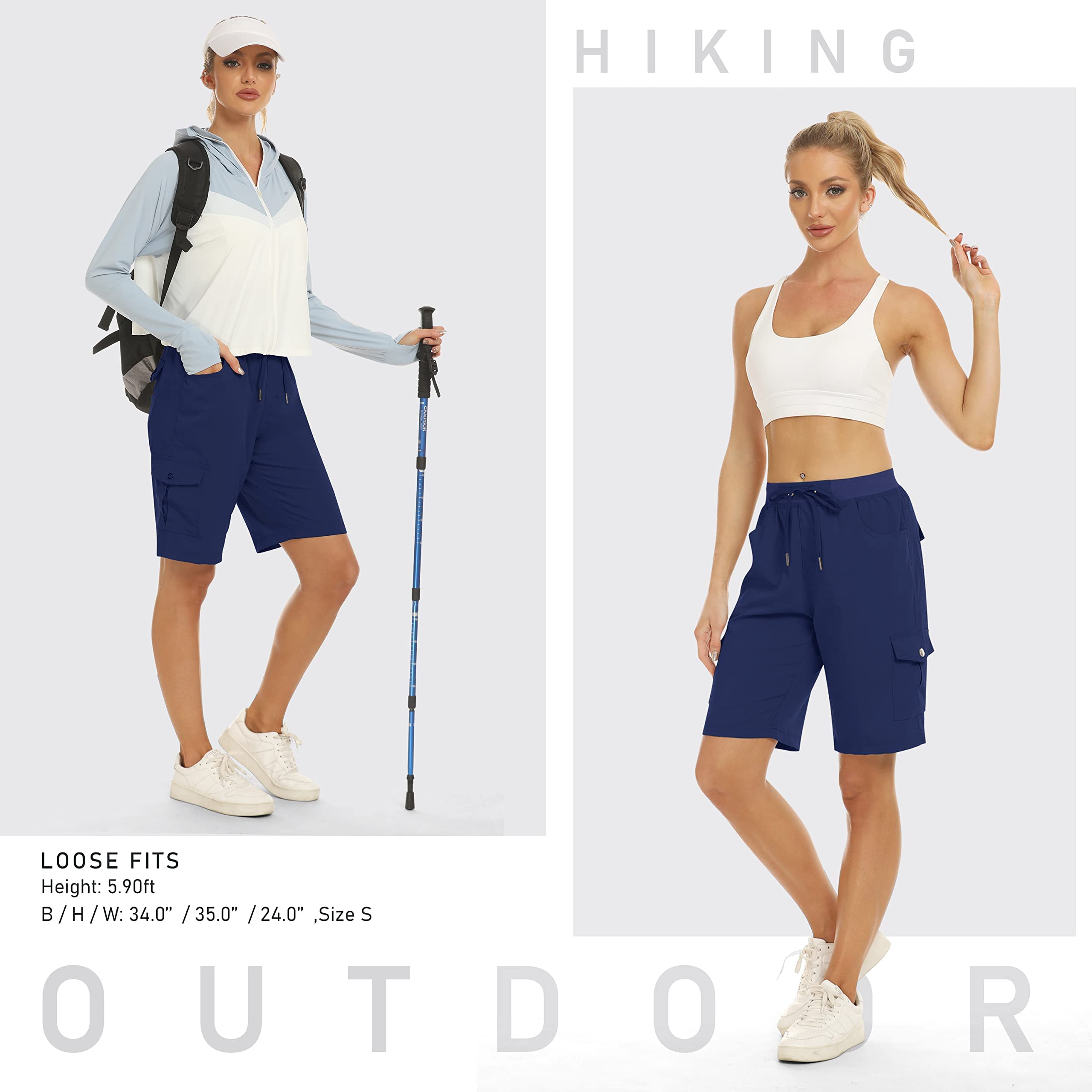 JINSHI Pantaloncini Donna Cargo Shorts Estivi Pantaloni Corti Sportivo Leggero Lavoro Bermuda da Escursionismo a Vita Alta con Tasche Multiple