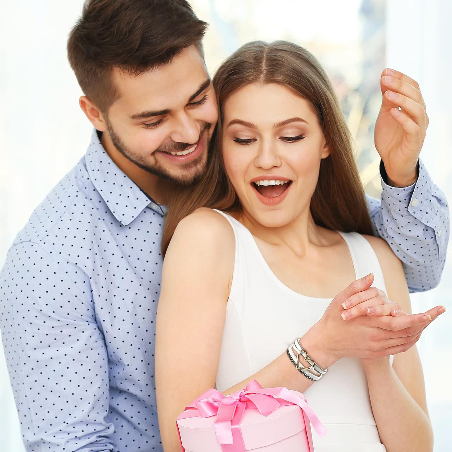 Long tiantian Boho Layered Warp Bracelets Western Jewelry for Women Heart Leather Cuff Bangle Bracelet Trendy Stack Jewelry Western Outfit for Women Birthday Gifts - Image 5