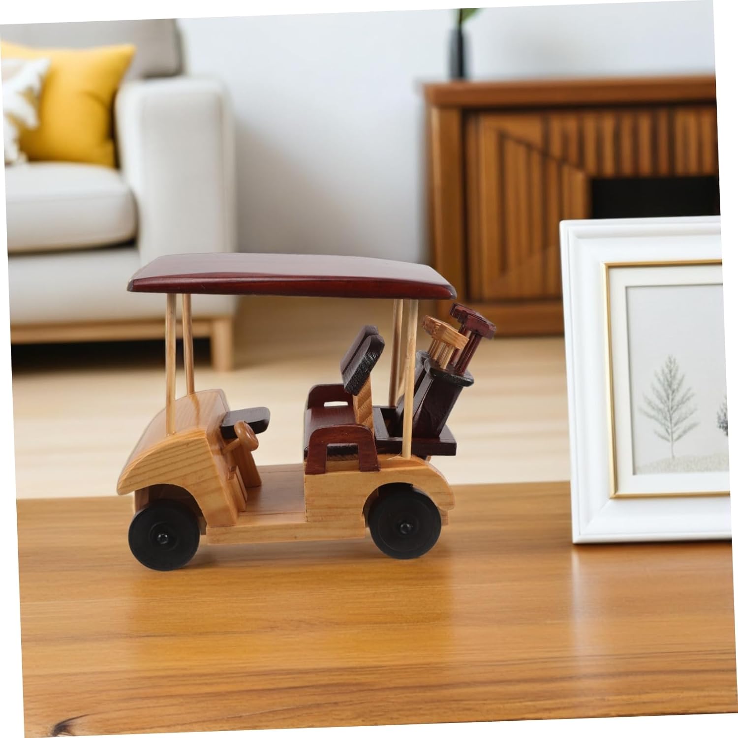 Milisten Rustic Car Model: Handmade Wooden Vintage Car Model Rustic Vehicle Decoration Desktop Antique Ornament for Home Decor Office Retro Lovers