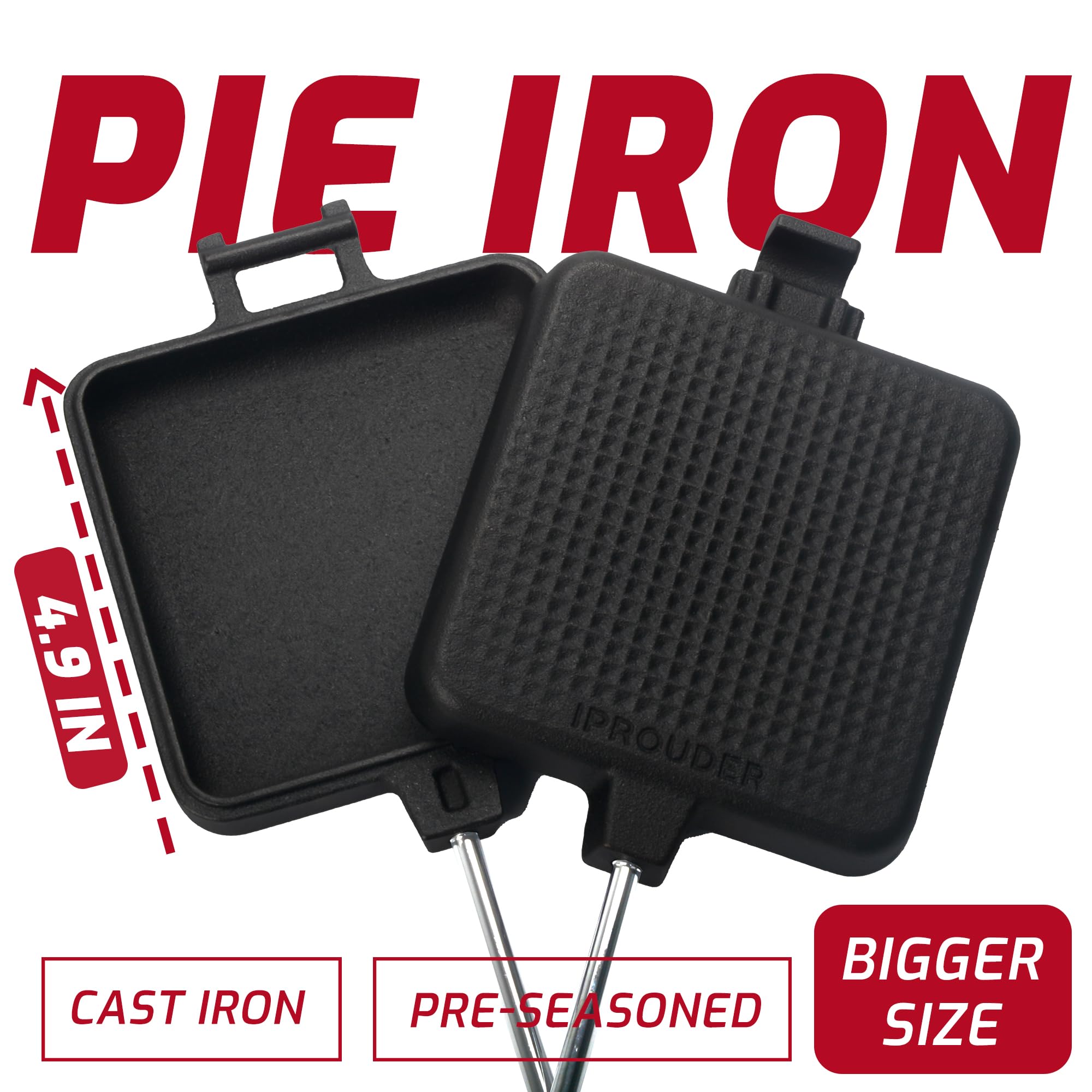 Campfire Pie Iron 4.9" Large Cast Iron Sandwich Maker For - View #3