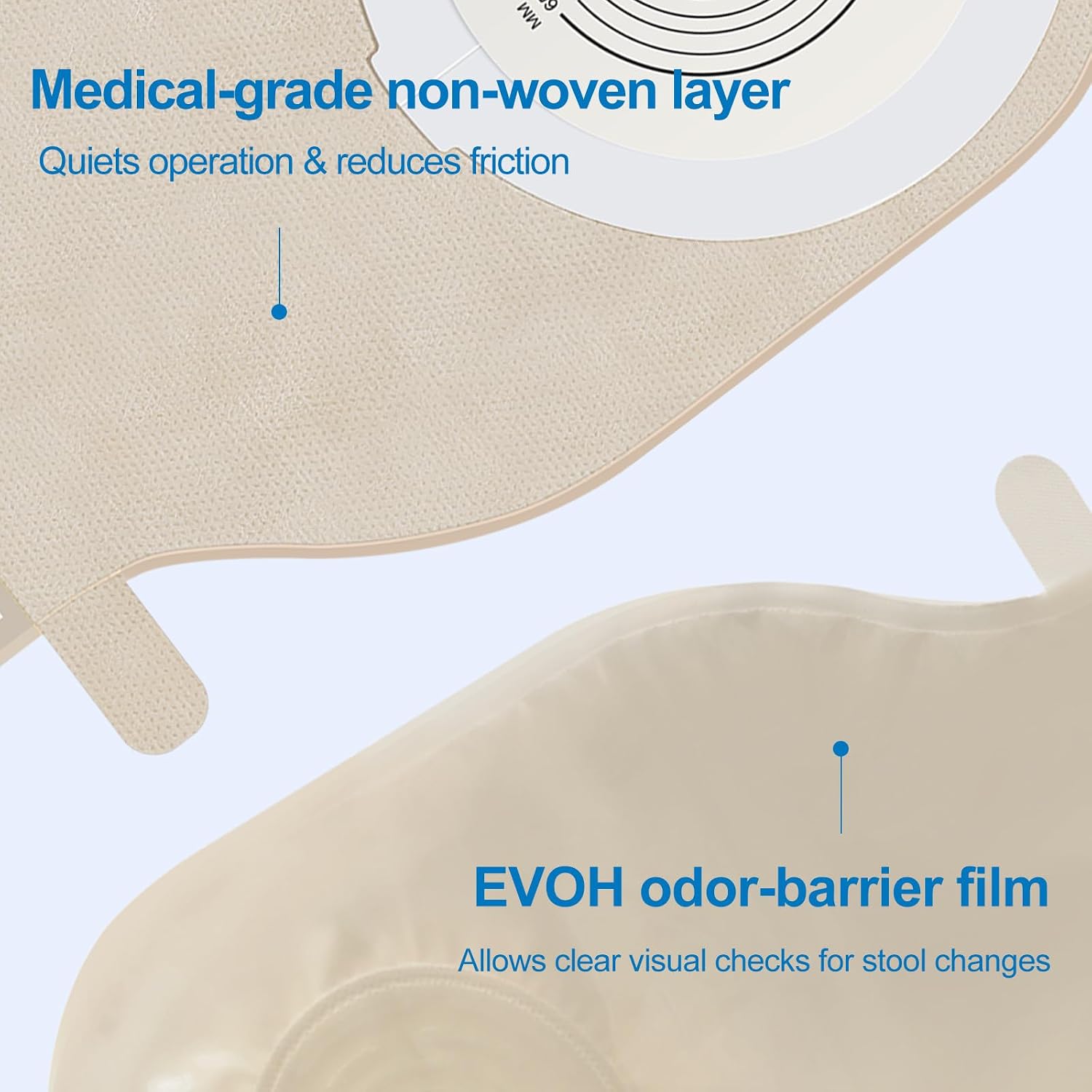 20 PCS Colostomy Bags with Filter, 15-65mm One-Piece Cut-to Fit Ostomy Supplies with Hook and Loop Closure Drainable Pouches for Stoma Care (20Pack)