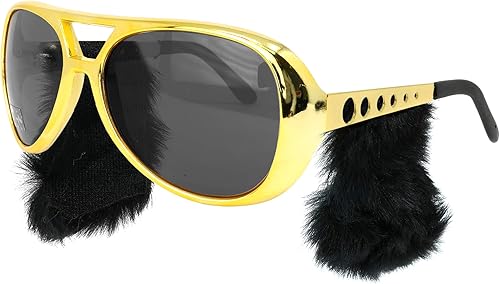 Skeleteen Lentes de disfraz Gold Rockstar - Persianas de aviador de celebridades doradas con patillas - 1 par