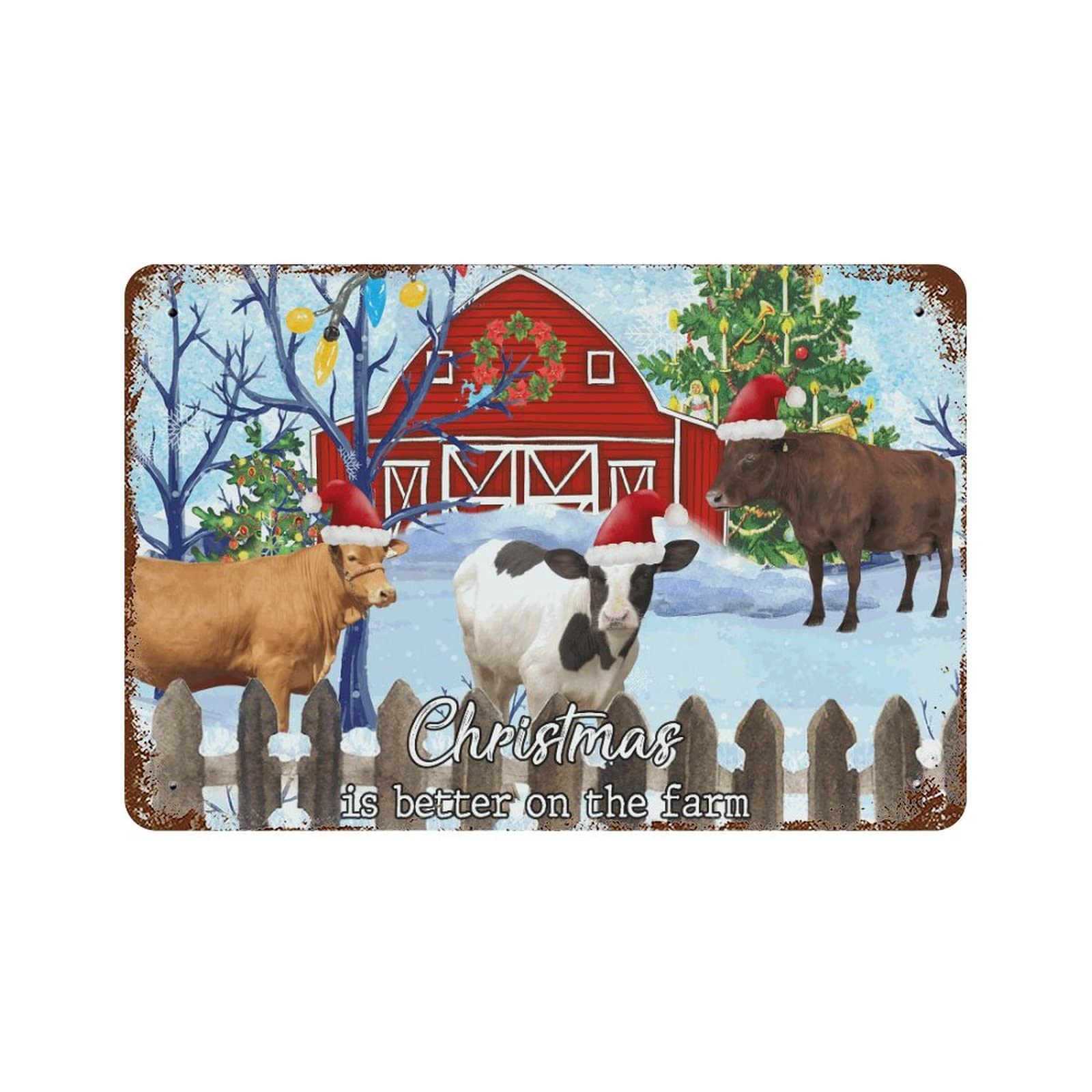 Panneau en métal de Noël rétro pour déco de ferme intérieure ou extérieure