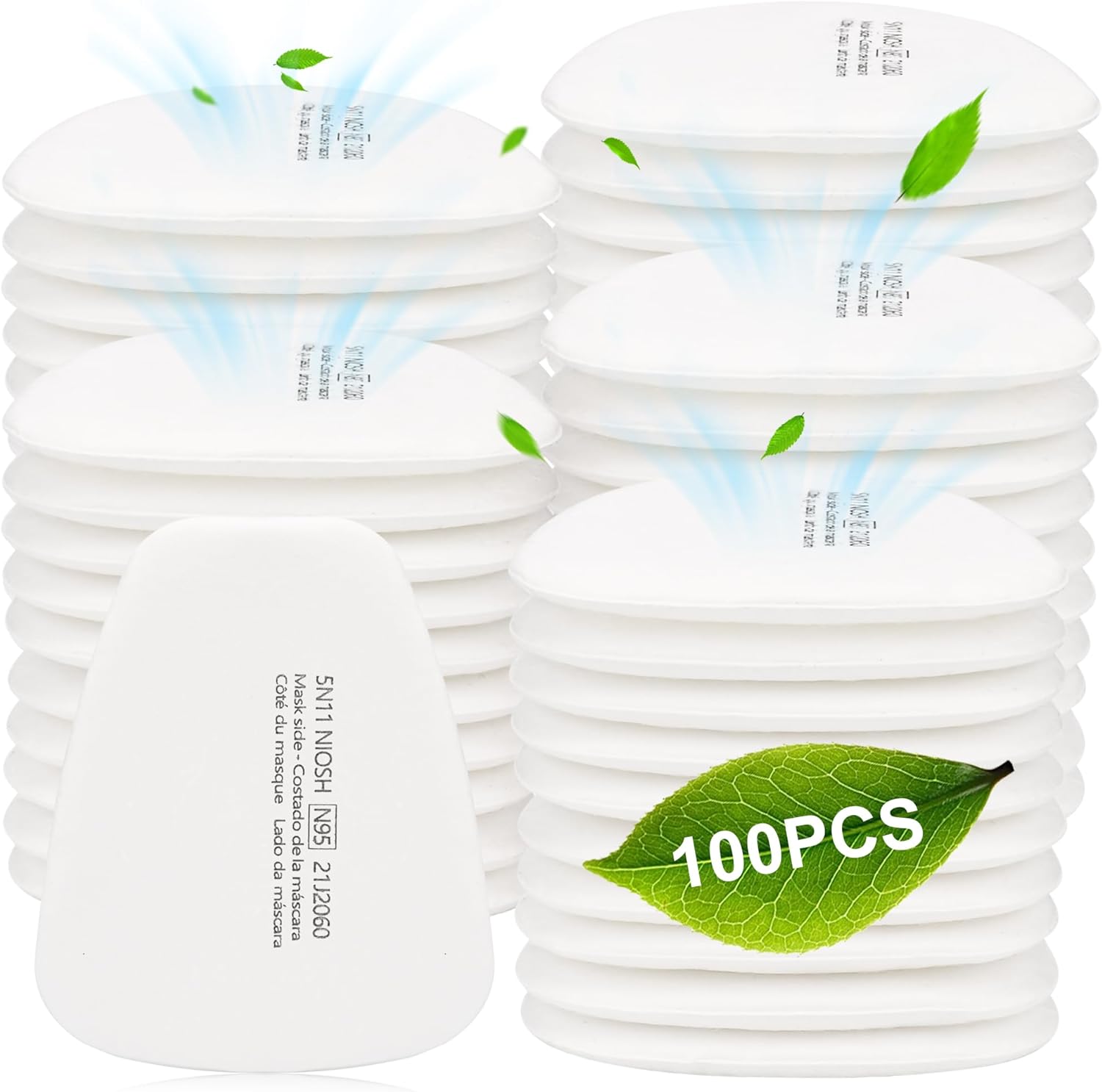 100PCS 5N11 Respirator Filter Cotton - 6001 Filter Cartridges for Respirator Particulate Filter for Use with 6200, 6502, 6800, 7502 Series Respirator Mask Against Particulates, Paint, Dust