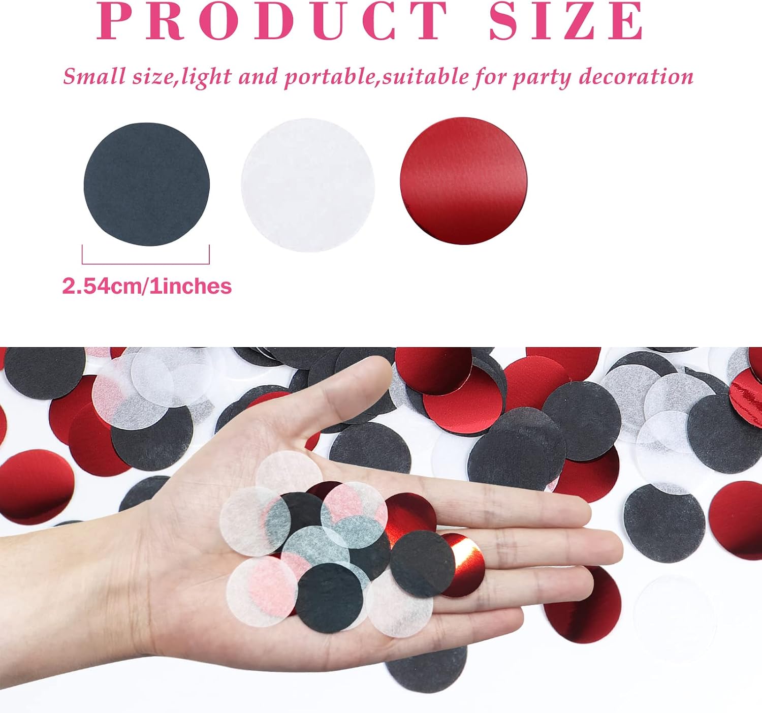 VCOSTORE Tissue Paper Confetti Circles - Round Paper Confetti Dots,Large Table Confetti for Birthday Wedding Party Decoration and Gift Box decoration, 5000 pieces - Red&Black Mix Confetti