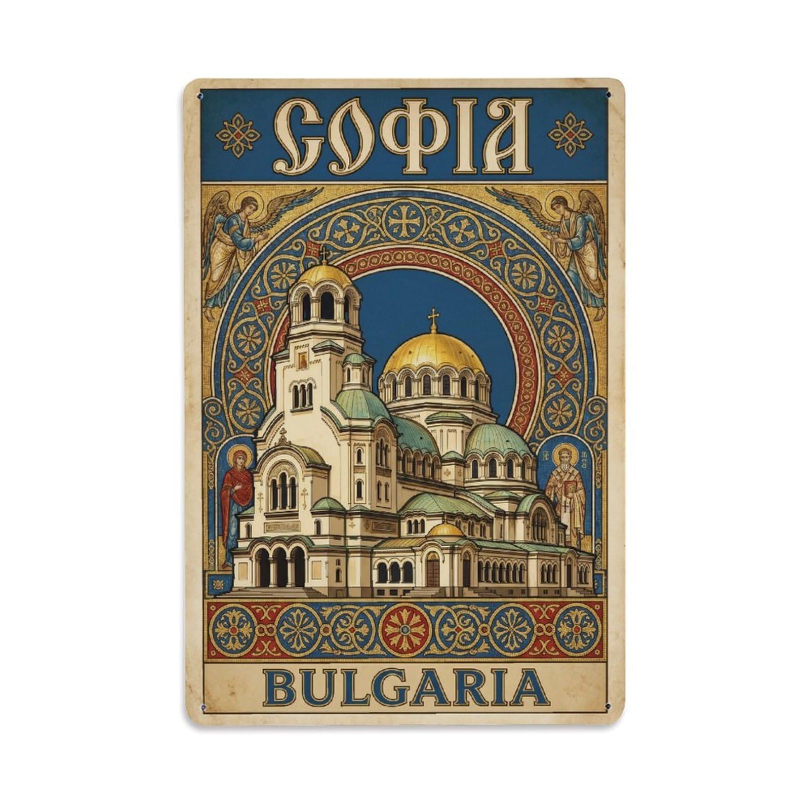 Vintage Travel Bulgaria Sofia Metal Tin Sign