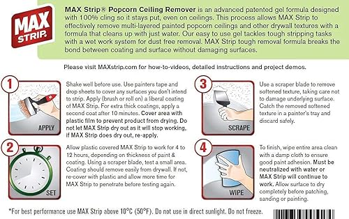 Vista 8 de Max Strip Removedor de techo de palomitas de maíz pintado de fuerza profesional, 1 galón, sin cloruro de metileno, sin NMP, potente fórmula de gel