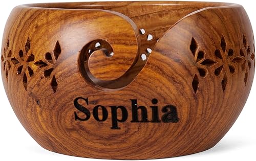 Miniatura 11 de Cuenco Personalizado de Madera de Palisandro para Almacenar Hilo, Soporte y Dispensador de Cuenco para Hilo Sin Enredos, Perfecto Cuenco Grande