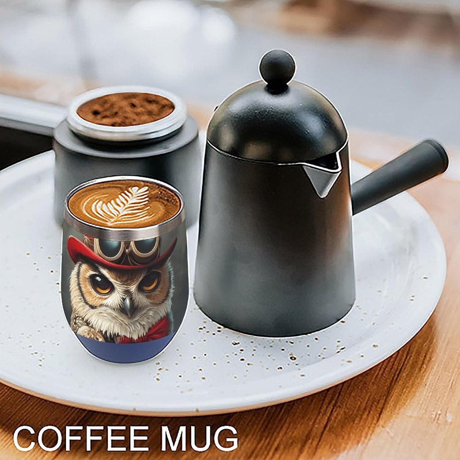 Gentleman Owl with Bowler Hat Insulated Drinking Cup Stainless Steel Coffee Mug Wine Tumbler with Lid 12OZ