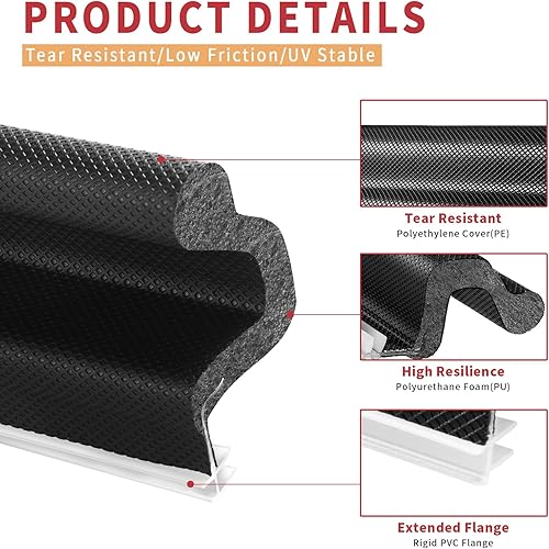 Miniatura 5 de Tira de sellado de puerta de alcance de 19.7 pies de largo, burlete de repuesto en forma de V para aislamiento de marco de puerta, fácil de cortar a