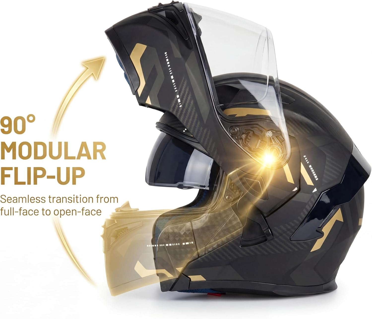 Modular Motorcycle Helmet | Black Medium Large XL | Extra Tinted Visor + Ski Mask | DOT Approved Full Face Flip Up | Dual Visor for Men & Women - Image 4