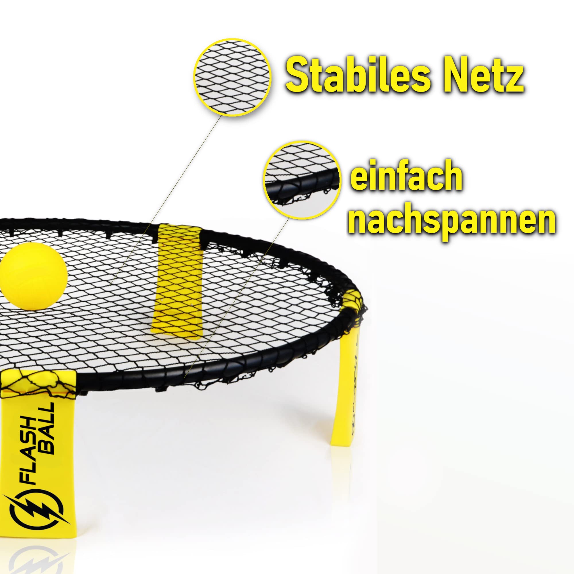 Roundnet Pro Set mit 3 Bällen - Das ultimative Sporterlebnis für spontane Outdoor Wettkämpfe, inkl. 3 Bällen, Ersatznetz, Ballpumpe & Tragetasche
