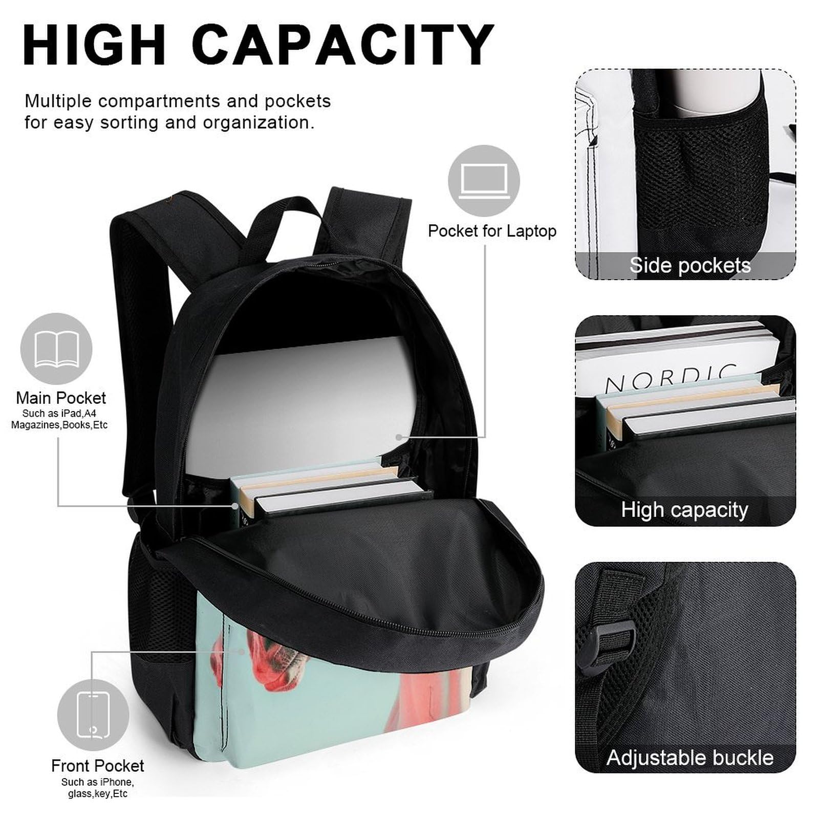 Set de Mochila Caballo Estudiantes con Bolsa Térmica y Estuche, Mochila Escolar Animal Caballo Niña 8-12 Años para Escuela Primaria y Uso Diario