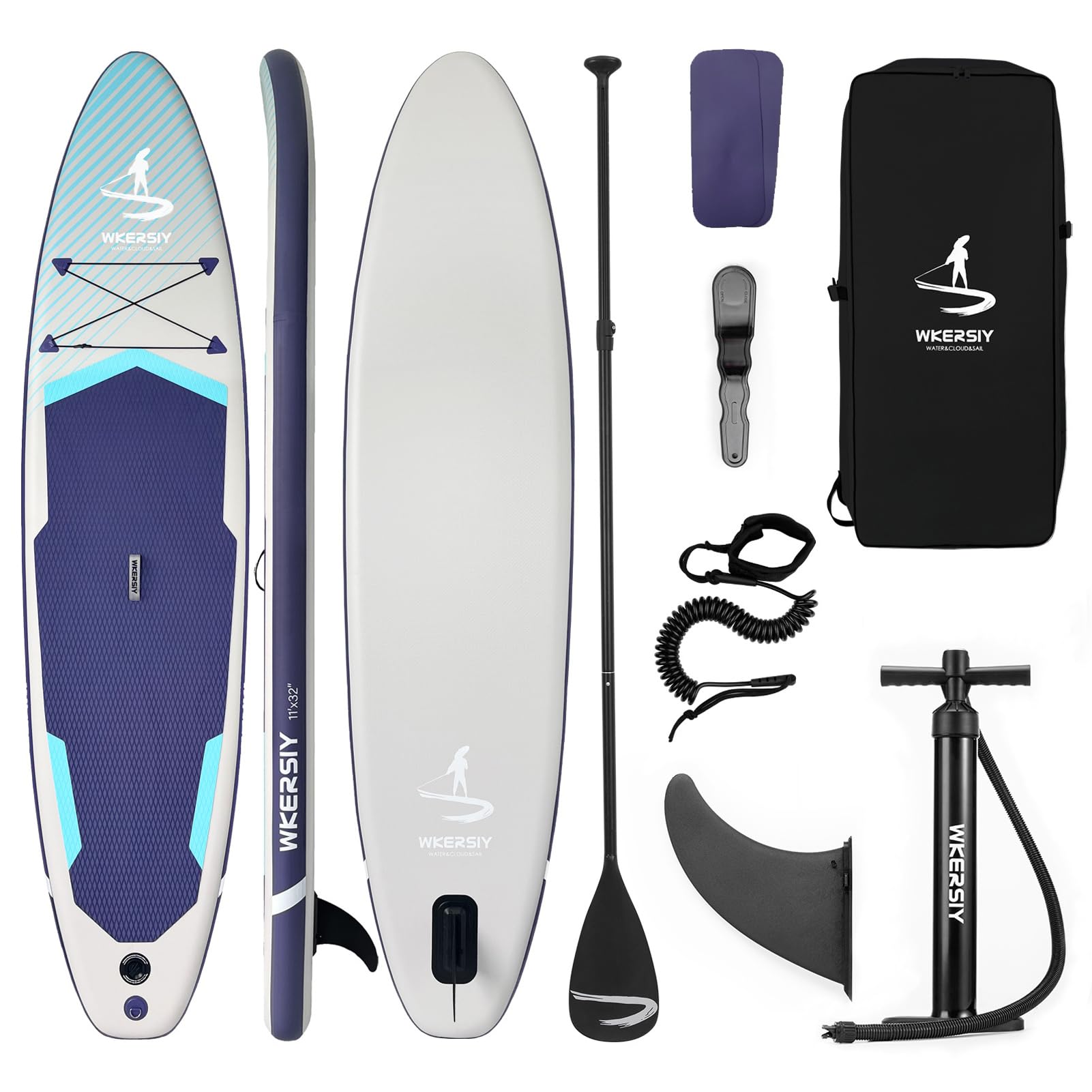 Walmeck Tabla de Paddle Surf Inflable Gruesa de PVC para esquí Acuático Junto Al Mar (Gris)