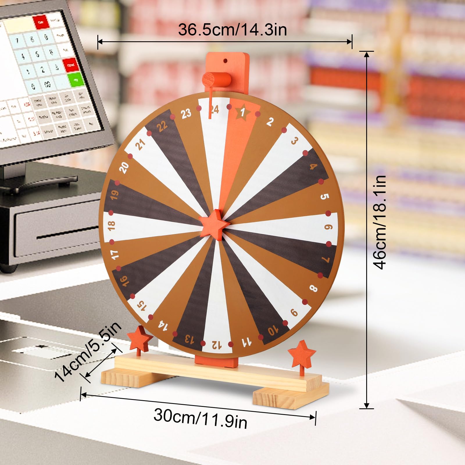 Ruota della Fortuna 37CM con Ruota della Lotteria Personalizzata 24 Slot, Ruota della Fortuna Cancellabile a Secco, Ruo-Ta de-lla FO-rtuna 24 Slot Colorate, Gioco di Cinque Colori Ruota
