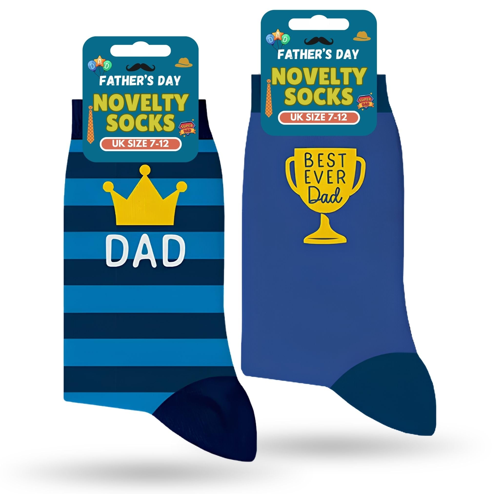 Akh Men's Blue Akh® Father's Day Socks For Dad | Novelty Gift With Humorous Designs | Comfort Cotton Socks | Best Unique Present For Dad | Uk Size 7-12 | Pack Of 2 Pairs