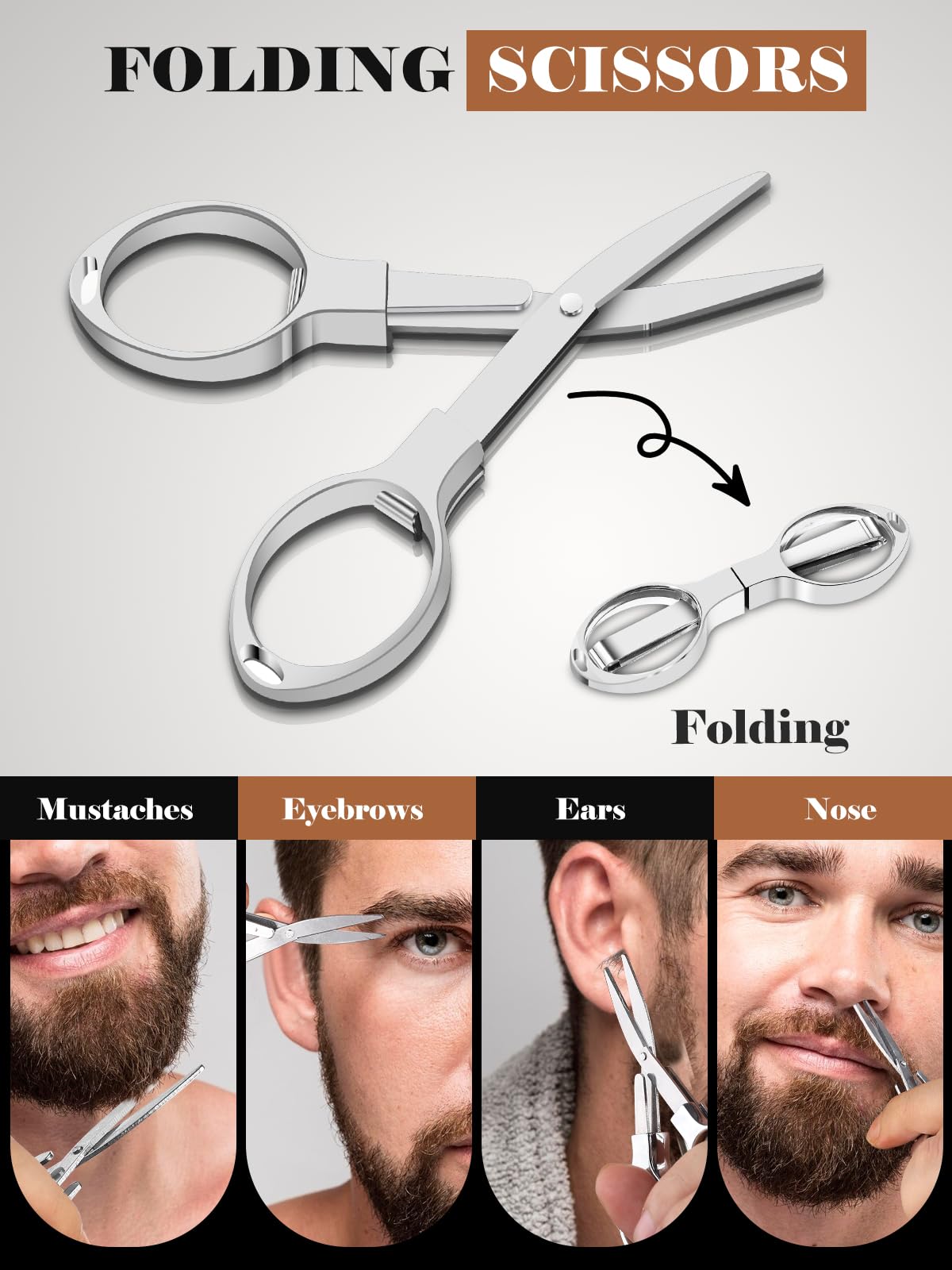 Beard Brush, Natural Boar Bristles Beard Brush for Men and Wooden Sandalwood Pocket Beard Comb Set, Facial Hair Grooming Kit with Mustache Scissors as a Styling Tool, Growth, Detangles, Shine