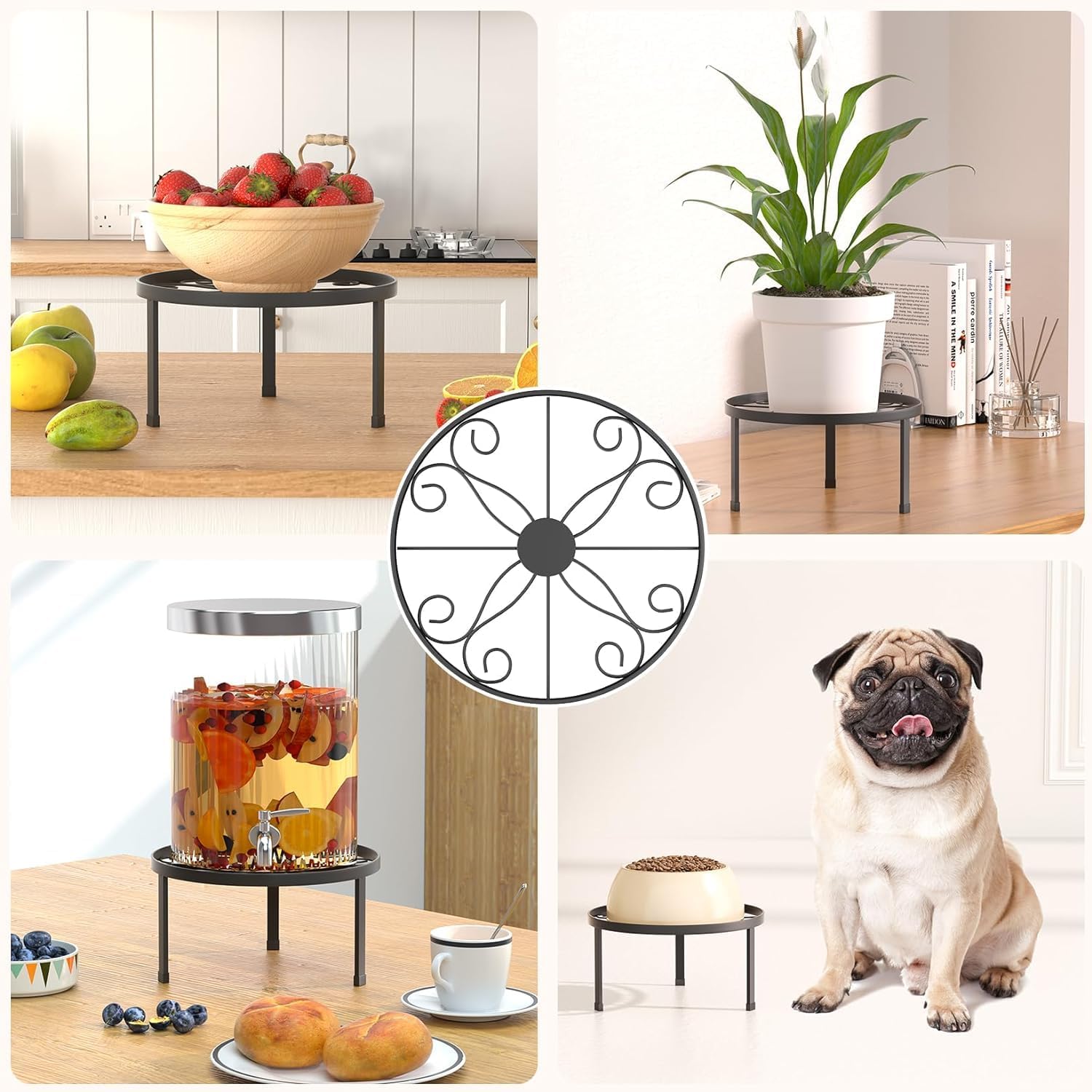 5er-Set Blumenständer aus Metall, Pflanzenständer für Innen Außen Garten Pflanzen,Blumentopf Ständer für Pflanzentreppe, Anti-Rost Eisen Display Rack für Haus & Garten Dekoration (Schwarz)