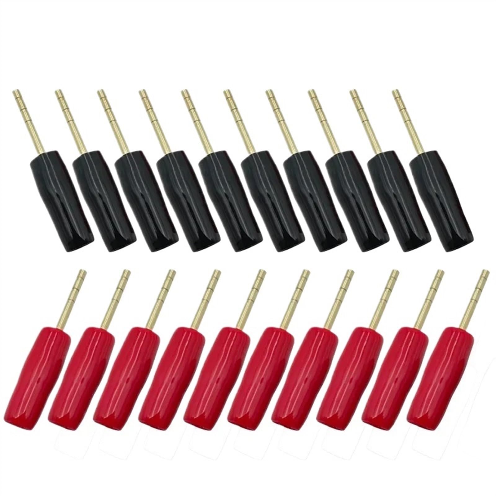 Adaptateur de fiche Banane en cuivre plaqué Or, 2mm, 20 pièces, bornes Banane Droites, connecteur de câblage for Haut-Parleur(20 Red)