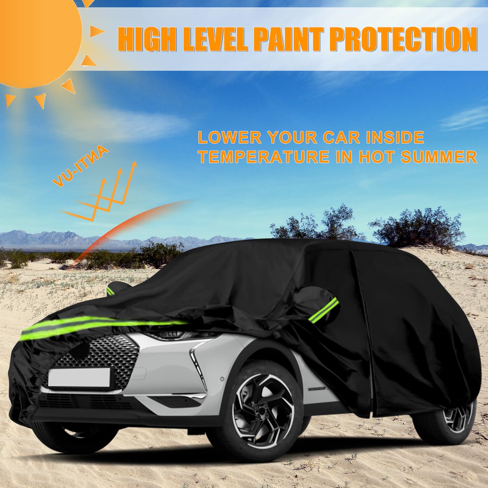 Autoabdeckung Passend für Citroen DS3/DS 3 Crossback 2009-2025, wasserdichte Vollgarage Autoplane mit Reißverschlusstür für Schnee, Regen, Allwetterschutz