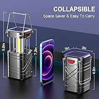 Vista 4 de LETMY 4 Pack Camping Lantern, Rechargeable LED Lanterns, Solar Lantern Battery Powered Hurricane Lantern Flashlights with 3 Powered Ways & USB Cable