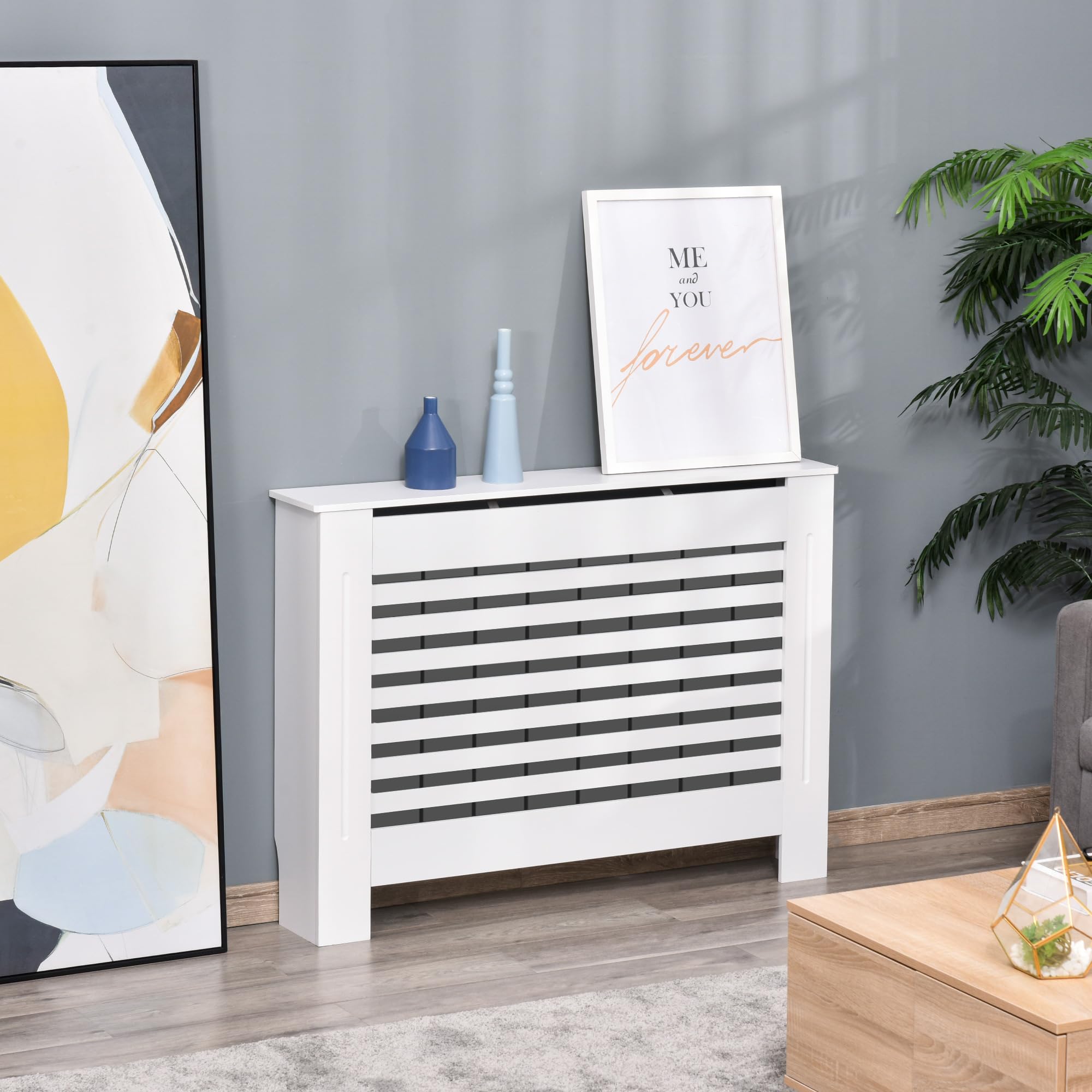 HOMCOM Cache-radiateur Couverture Radiateur 112L x 19l x 81H cm Blanc