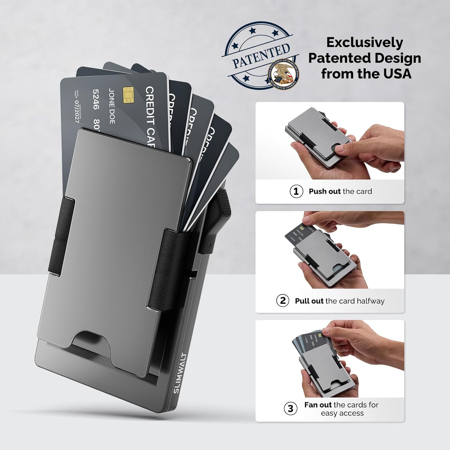 Mens Wallet with Money Clip - Holds 10-20 Cards, RFID Blocking Minimalist Wallet for Men with Pop Up Card Case, Slim Card Holder Metal Card Wallets, Gifts for Men, Black - Image 5