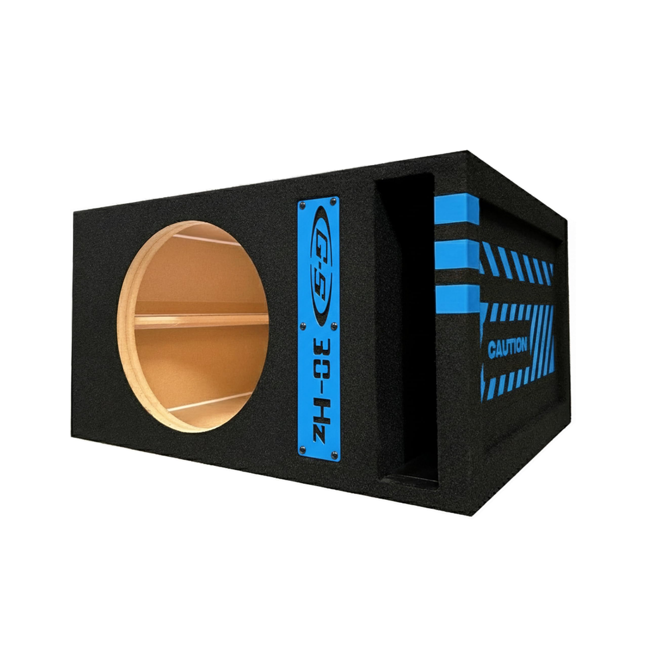 30HZ Reinforced Competition Single Ported Sub Box Sub Woofer Enclosure Speaker Box Car Audio Subwoofer Ground Shaker Box Ground-Shaker (Caution Blue, 10")