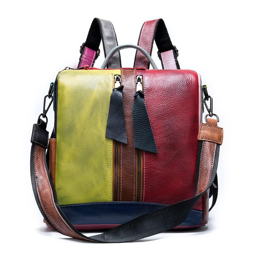 Modischer Rucksack Damen Leder, Tagesrucksack mehrfarbig mit großer Kapazität 2022, Stil 1, L
