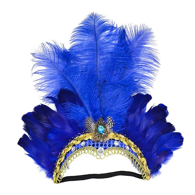 Ulalaza Carnaval Pluma Tocado Showgirl Diadema Rugiente 20s 1920s Flapper Head Band Vintage Gatsby Accesorios…