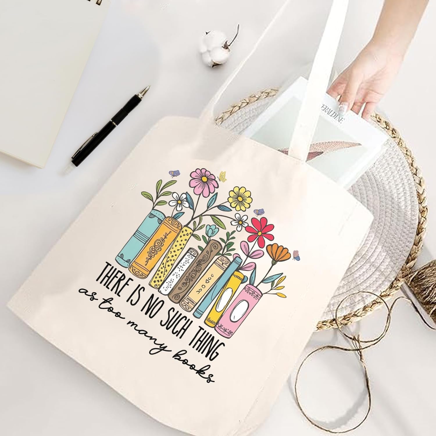 Book Lovers Gifts for Women - Cute Canvas Tote Bag Gifts for Women Adults, Book Lovers, Librarians&Readers,Perfect for Bookish Gifts,Mothers Day - Image 2