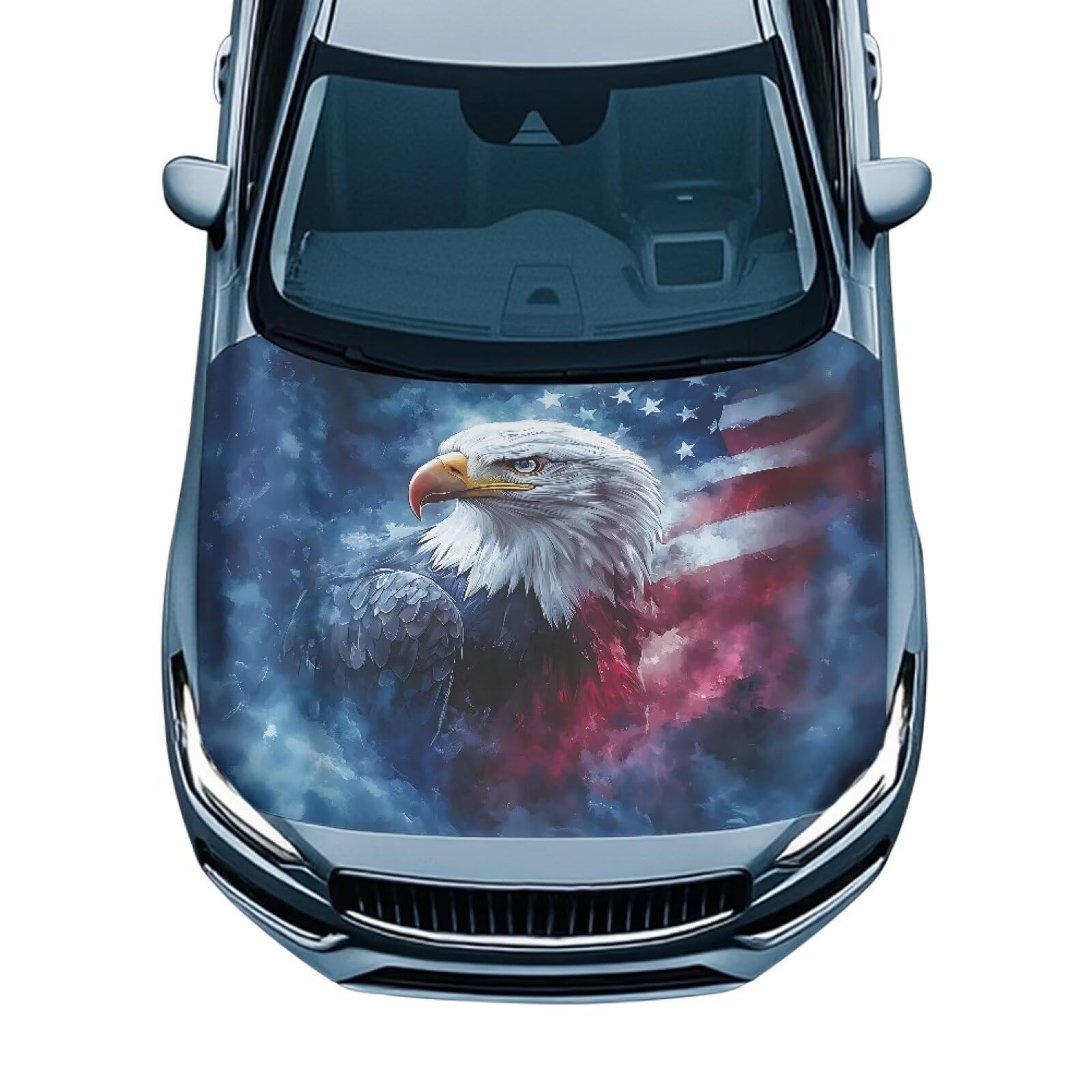 Car Hood Cover,Soft Decoration Car Hood Cover Protector Suitable Most Automotive Sedans Trucks Pickup,Auto Accessories for Decor Eagle Star Print Design