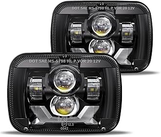 HWSTAR Pair 180W 1000% Bright H6054 5x7 7x6 Led Headlights Compatible with Jeep Cherokee XJ Wrangler YJ DOT Anti-glare DRL Turn Signal Hi/Low Sealed Beam Ford Chevy GMC Toyota Nissan Dodge etc Black