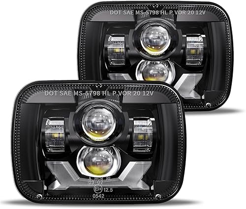 HWSTAR Par de faros delanteros LED H6054 1000% brillantes de 180 W, 5 x 7, 7 x 6, compatibles con Jeep Cherokee XJ Wrangler YJ DOT antirreflejante
