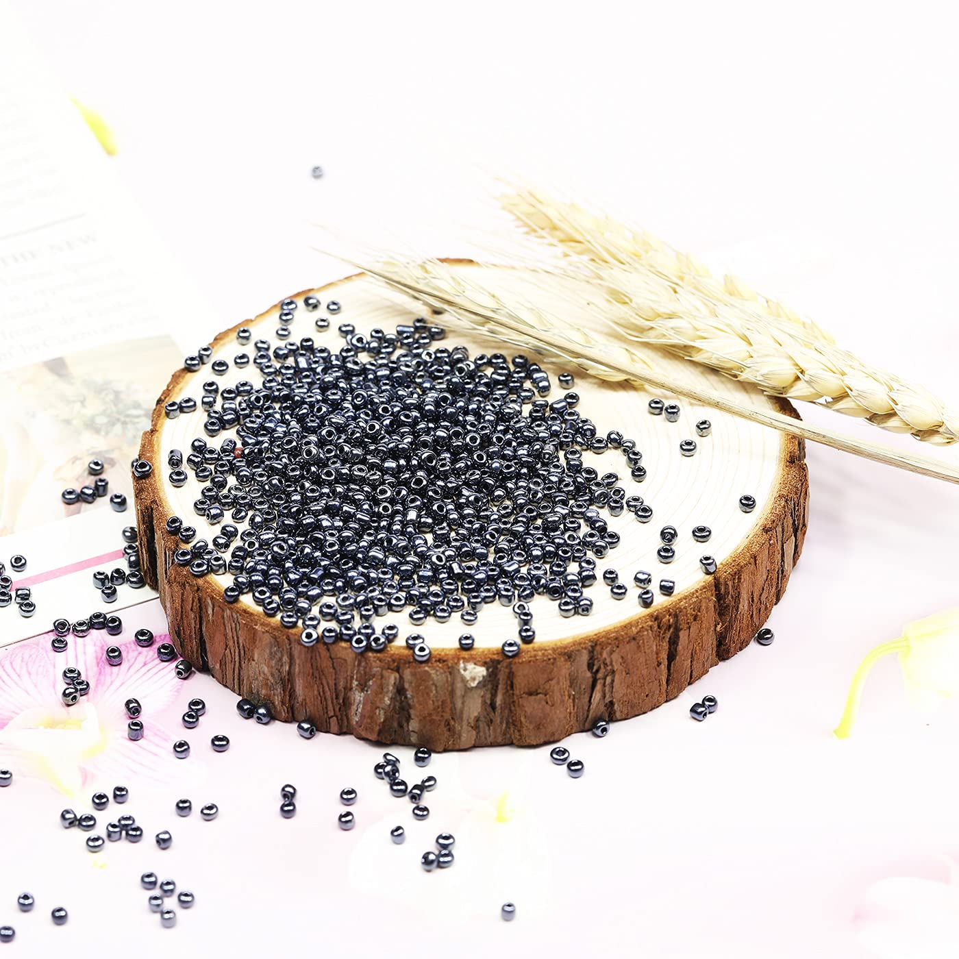 Seed Beads 110 Grams About 4000pcs, 3mm 8/0 Black Pearl Glass Craft Beads for Making Earrings Bracelets, Pendants - Image 2