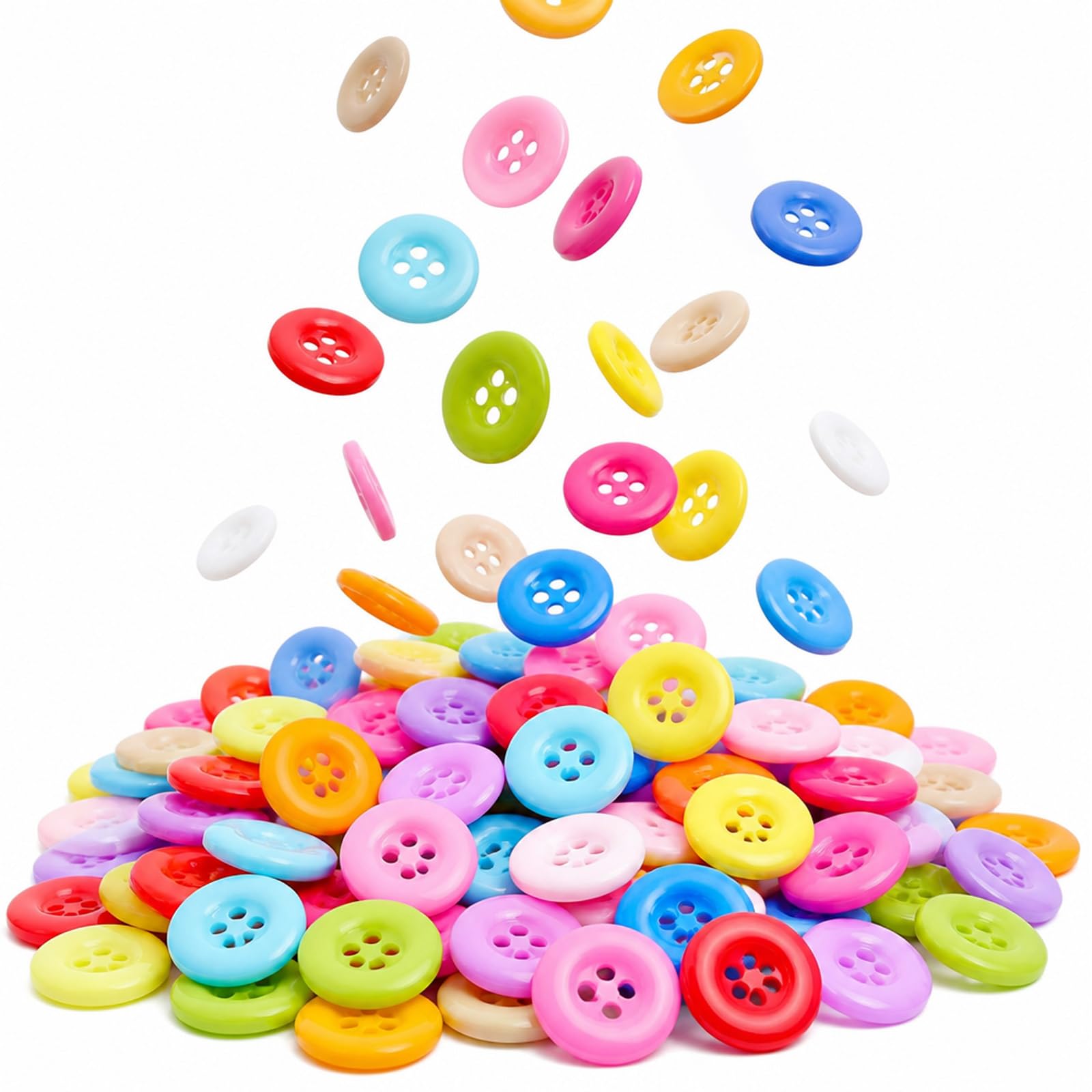 200 Pcs Buttons for Crafting, Large 25mm Assorted Resin Round Mixed Buttons, 4 Hole for Sewing, for DIY Handmade Crafts, Clothing Sewing, Handicraft Production, Handmade Button Painting