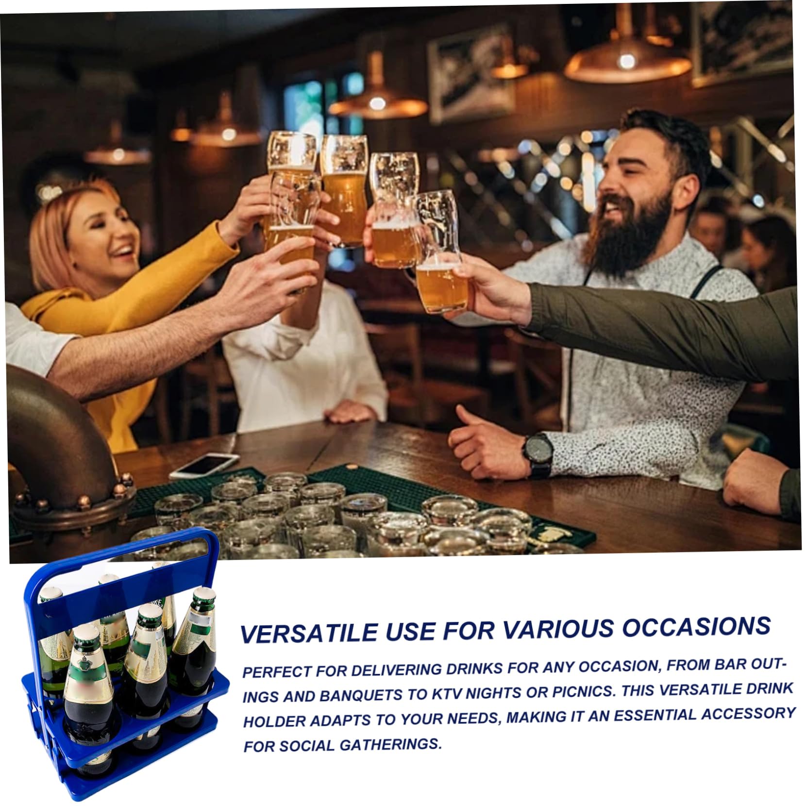 Getränketräger mit Griff, Faltbarer wiederverwendbarer Getränkehalter für Lieferung, tragbares Tassen-/Kaffeehalter -Zubehör mit Tablett für Bar -Bankett KTV
