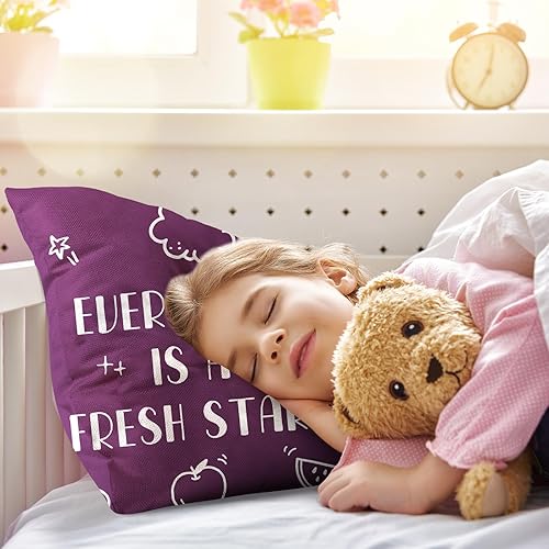 Miniatura 6 de Hosuly 8 fundas de almohada para aula, de 18 x 18 pulgadas, inspiradoras, fundas de almohada con citas para el hogar, al aire libre, lectura,