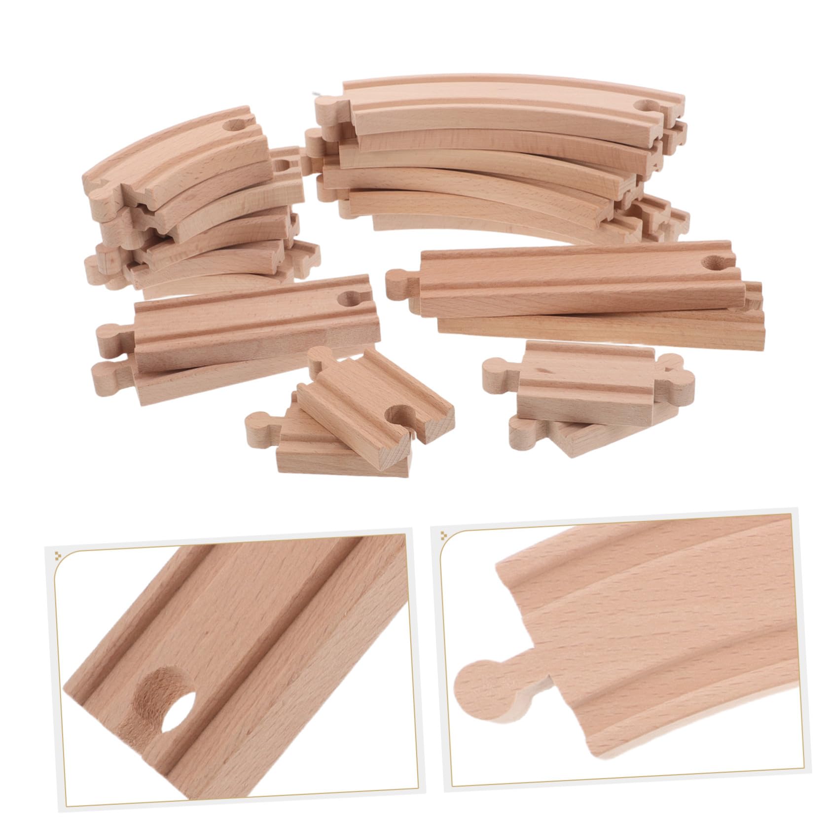 Uonlytech Binario Treno in Legno con Accessori di Connessione Curve e Dritte per Giocattolo Ferroviario con Meccanismo per Ragazzo Ragazza e Creatività