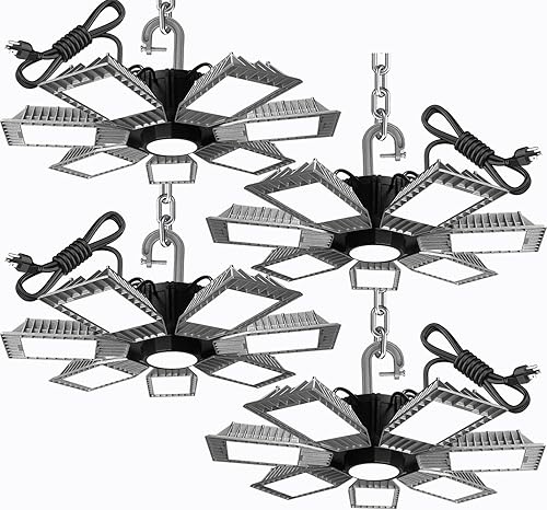 Miniatura 1 de 4PACk-LED High Bay Light,250W 30,000lm-Super Bright Industrial LED Garage Light with 5ft Cord,Safety Rope,Hanging Hook,and Chain-LED Shop Light for